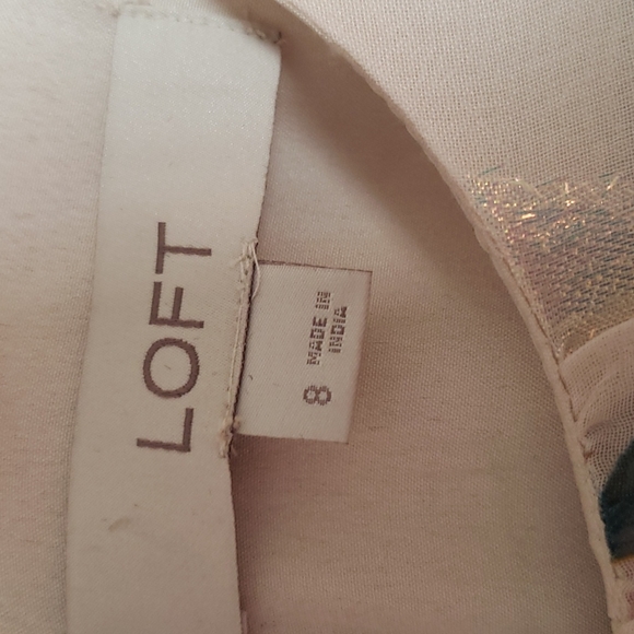 Loft Floral Metallic Shimmer Flounce Dress size 8 - Picture 5 of 5